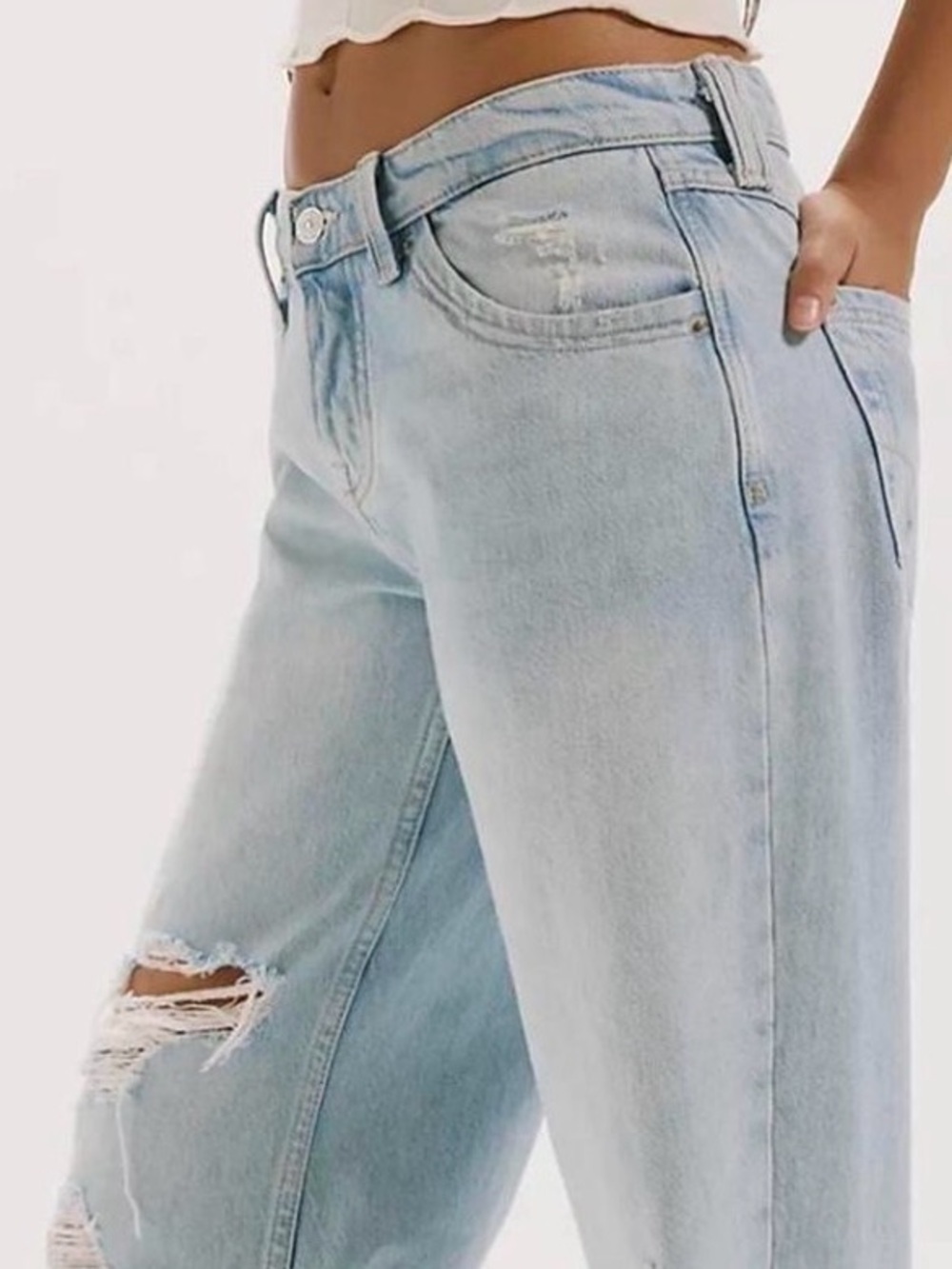 We The Free distressed straight leg jeans, ultralight wash, 100% Cotton, size 28